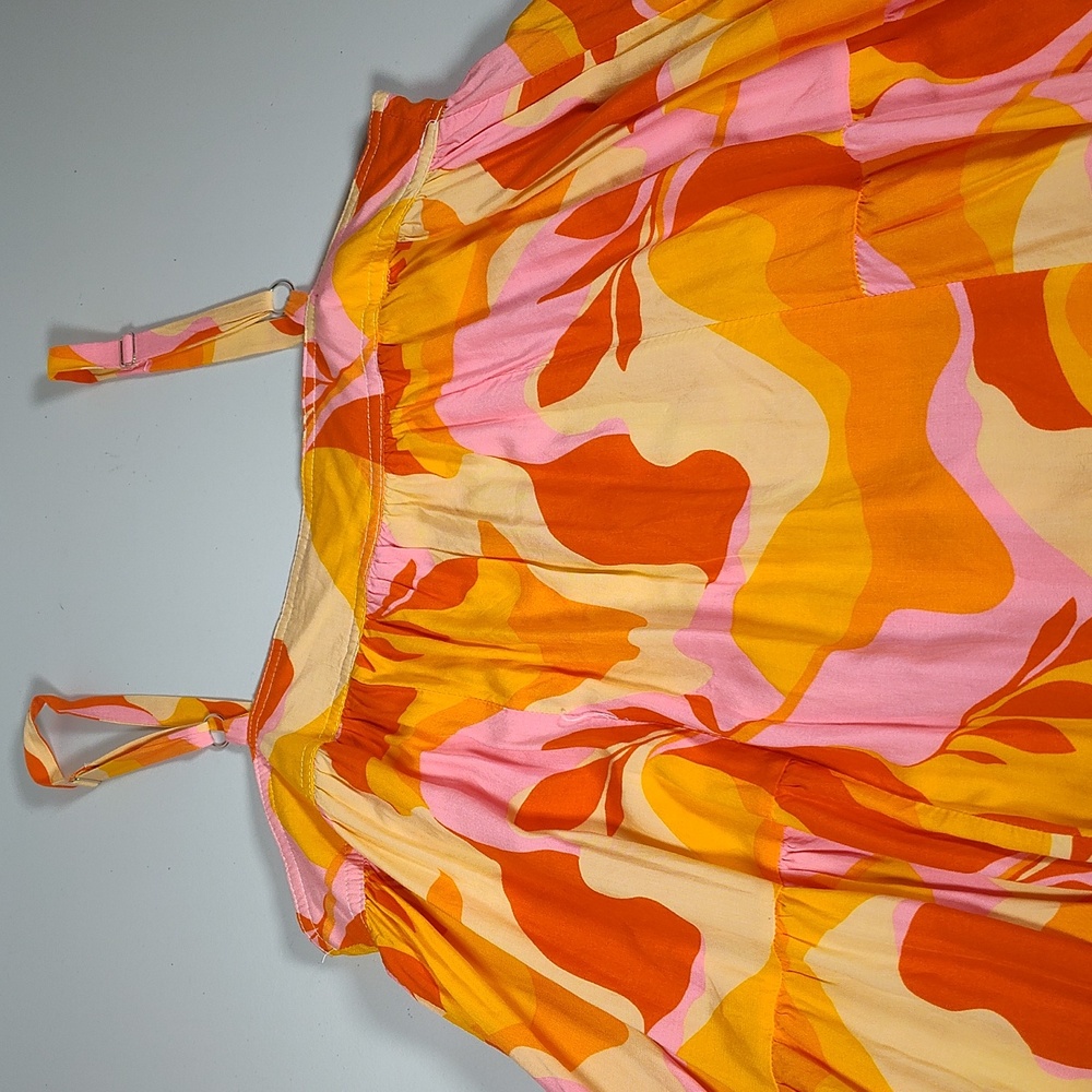 ATL Abel the Label sunset colorful tiered boho maxi dress S - Picture 9 of 13